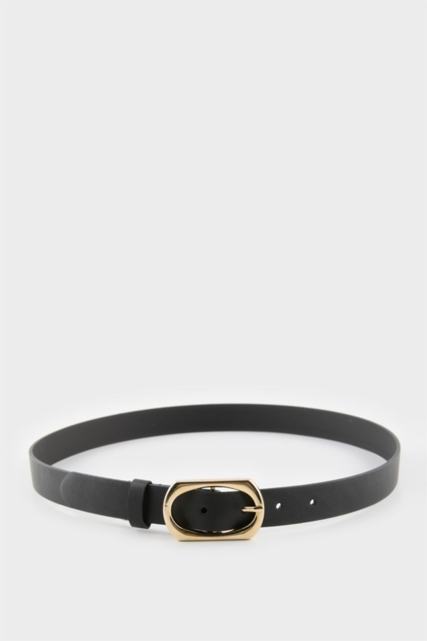 Woman Black Woman Faux Leather Casual Belt