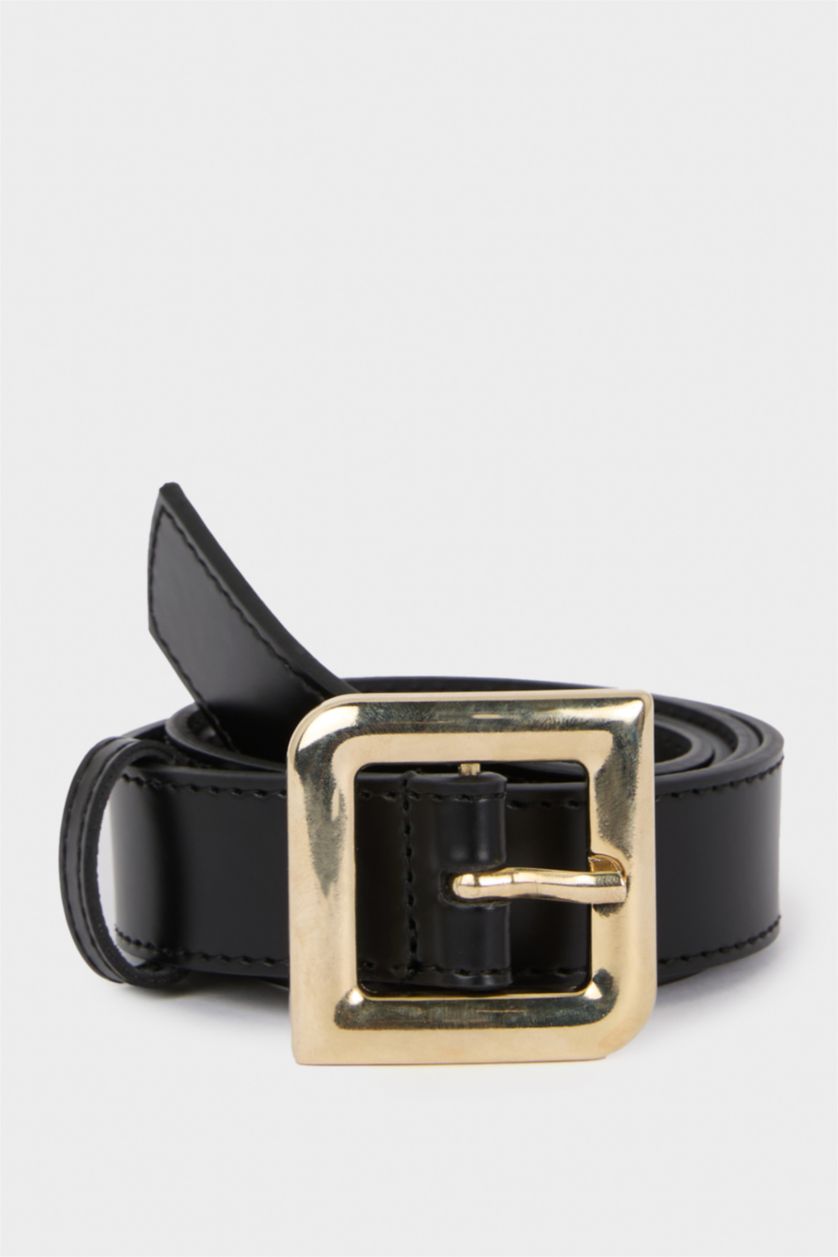 Kadın Siyah Kadın Suni Deri Jean Kemeri