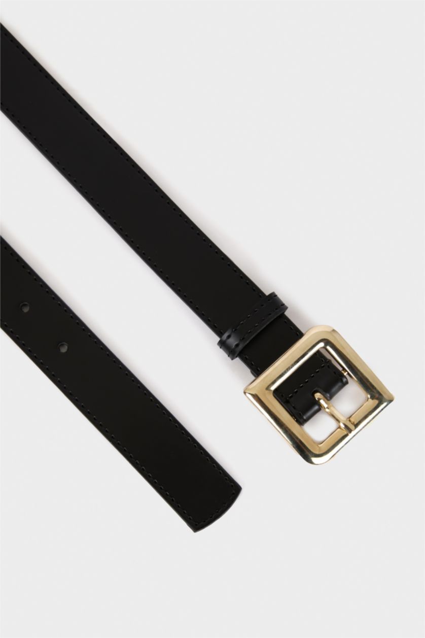 Kadın Siyah Kadın Suni Deri Jean Kemeri