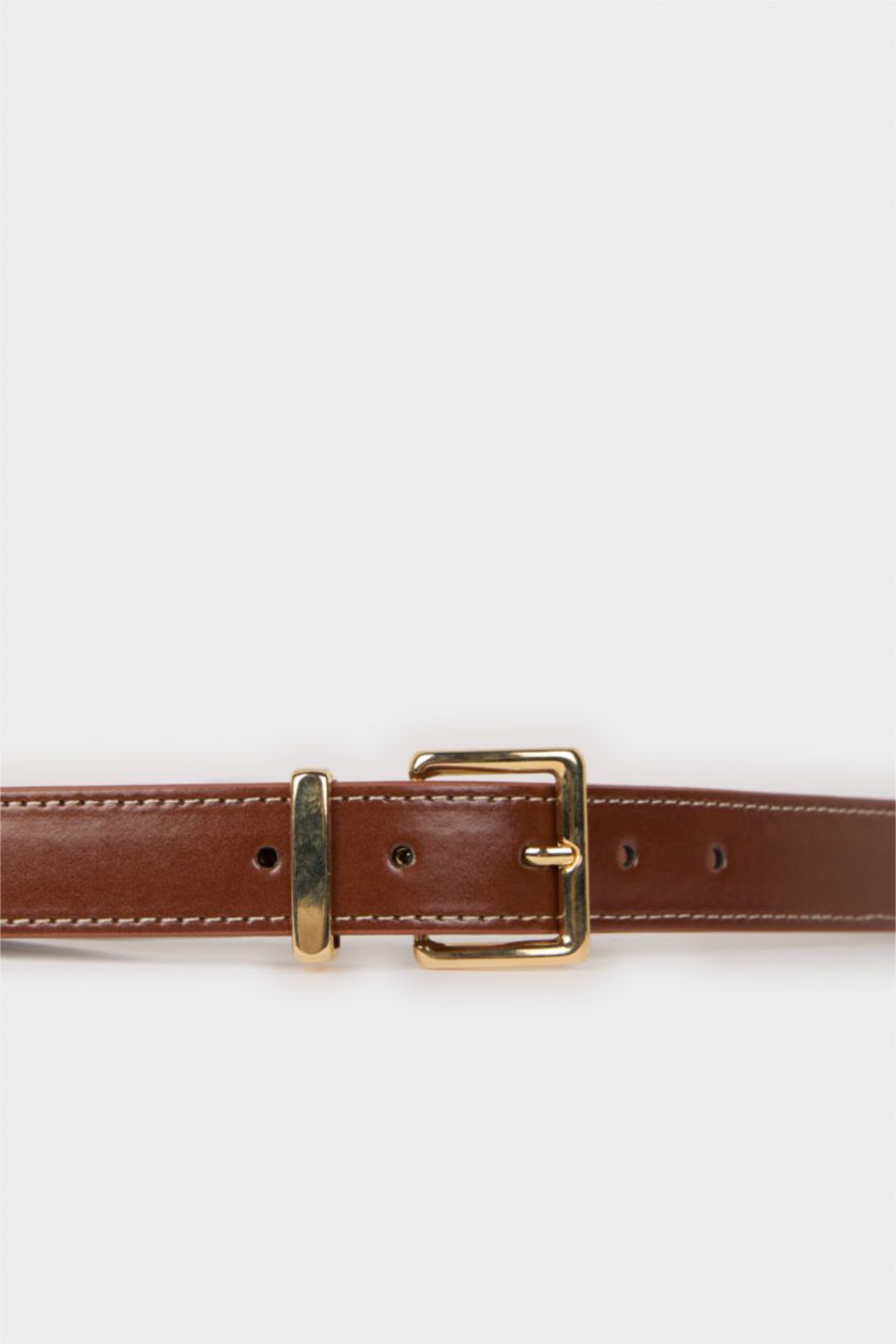 FEMME Marron Ceinture en simili cuir avec boucle carrée pour femme