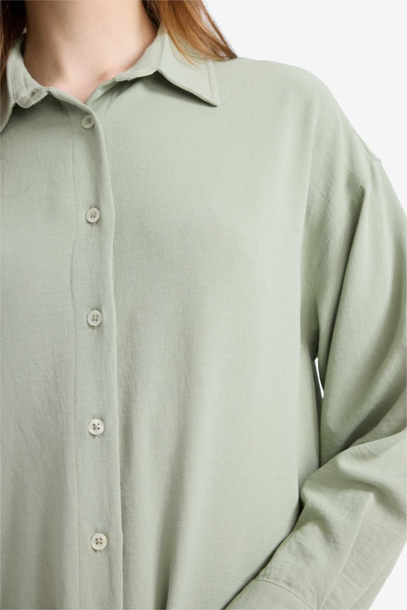 WOMAN Mint Relax Fit Twill Shirt Collar Long Sleeve Tunic