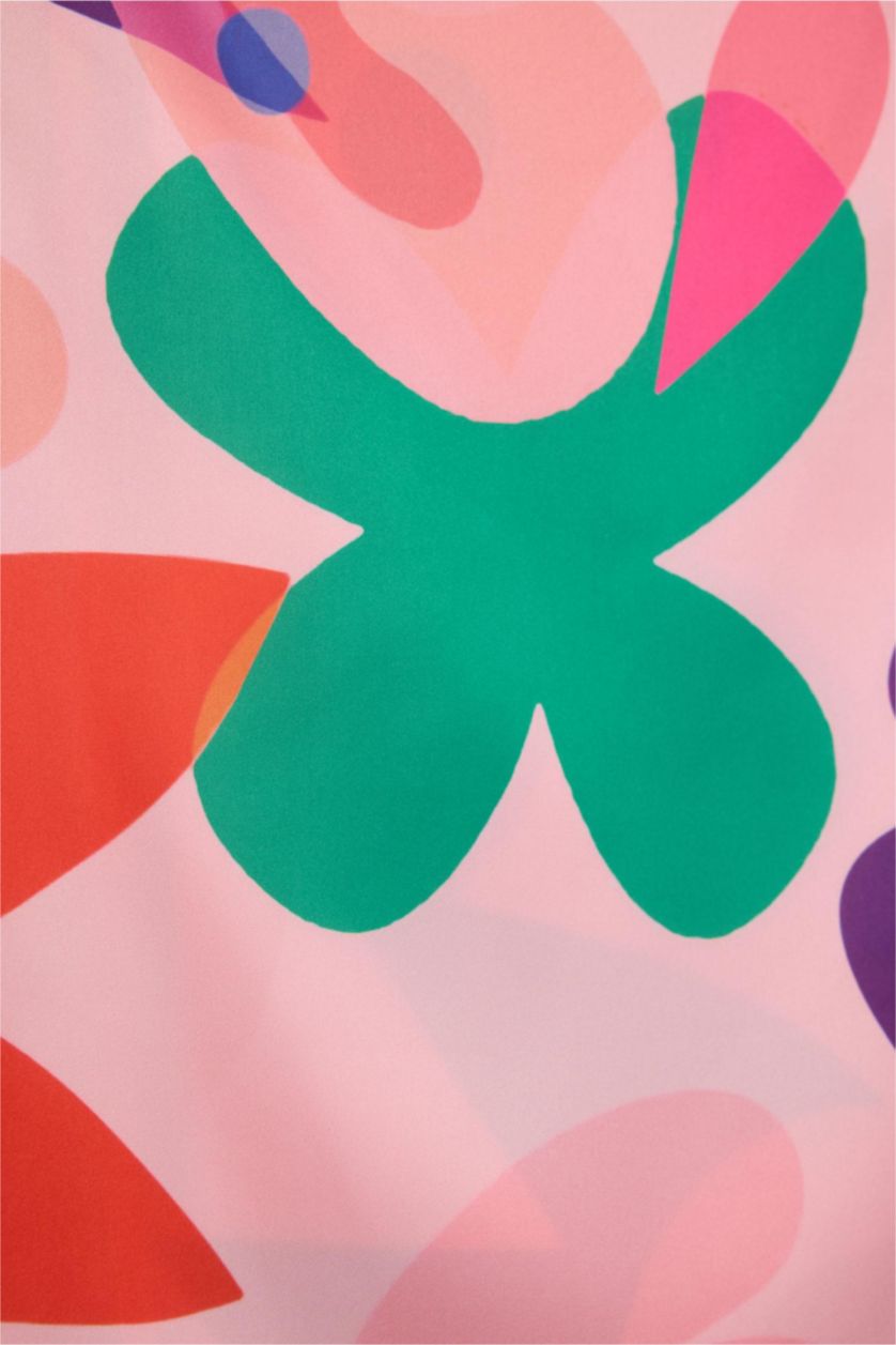 Kadın Mor Desenli Saten Pareo