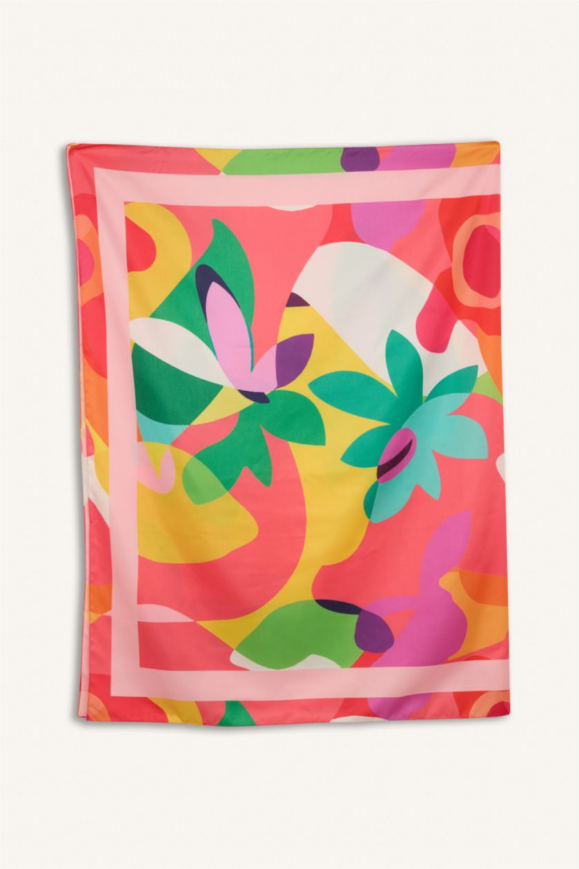 WOMAN Pink Patterned Satin Beachwear