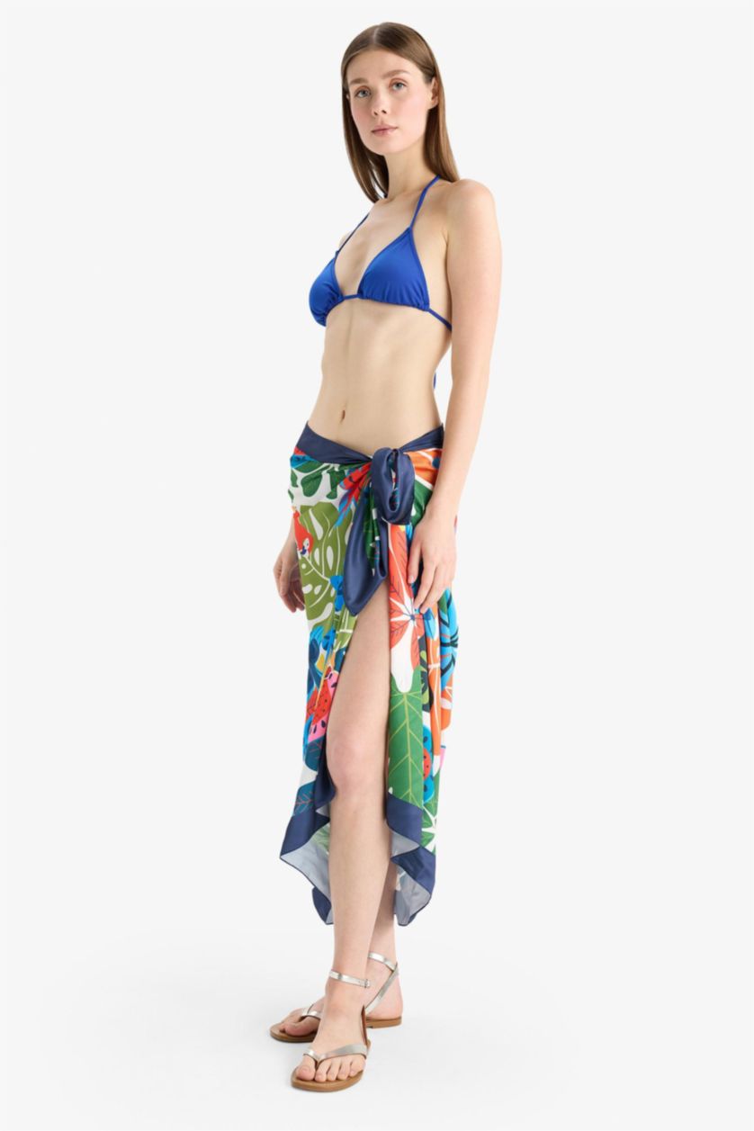 FEMME Karma Paréo en satin à motif tropical