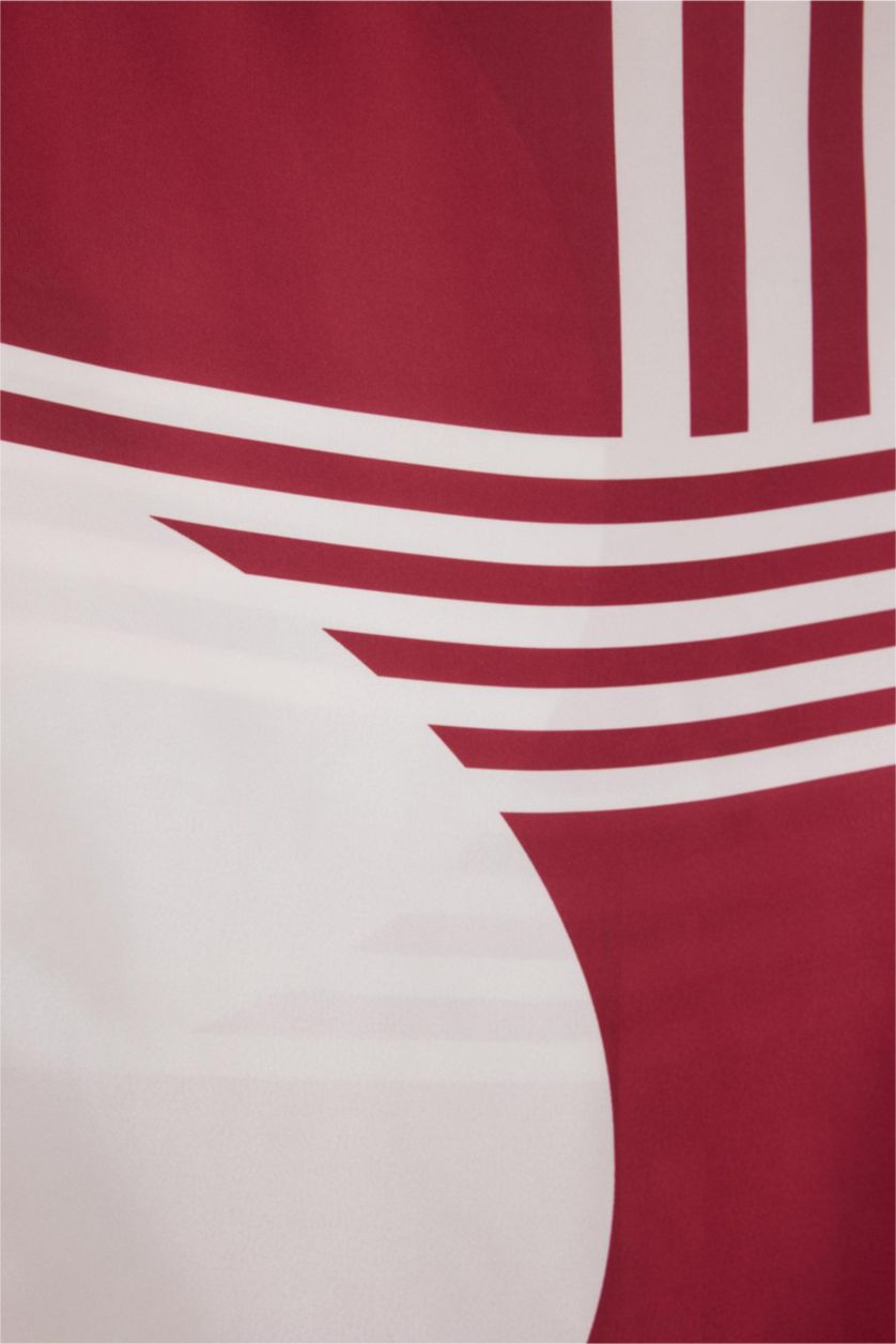 Kadın Kırmızı Desenli Saten Pareo