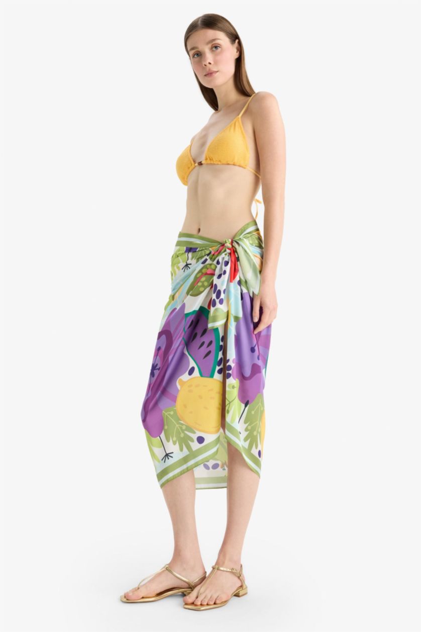 Kadın Karma Desenli Saten Pareo