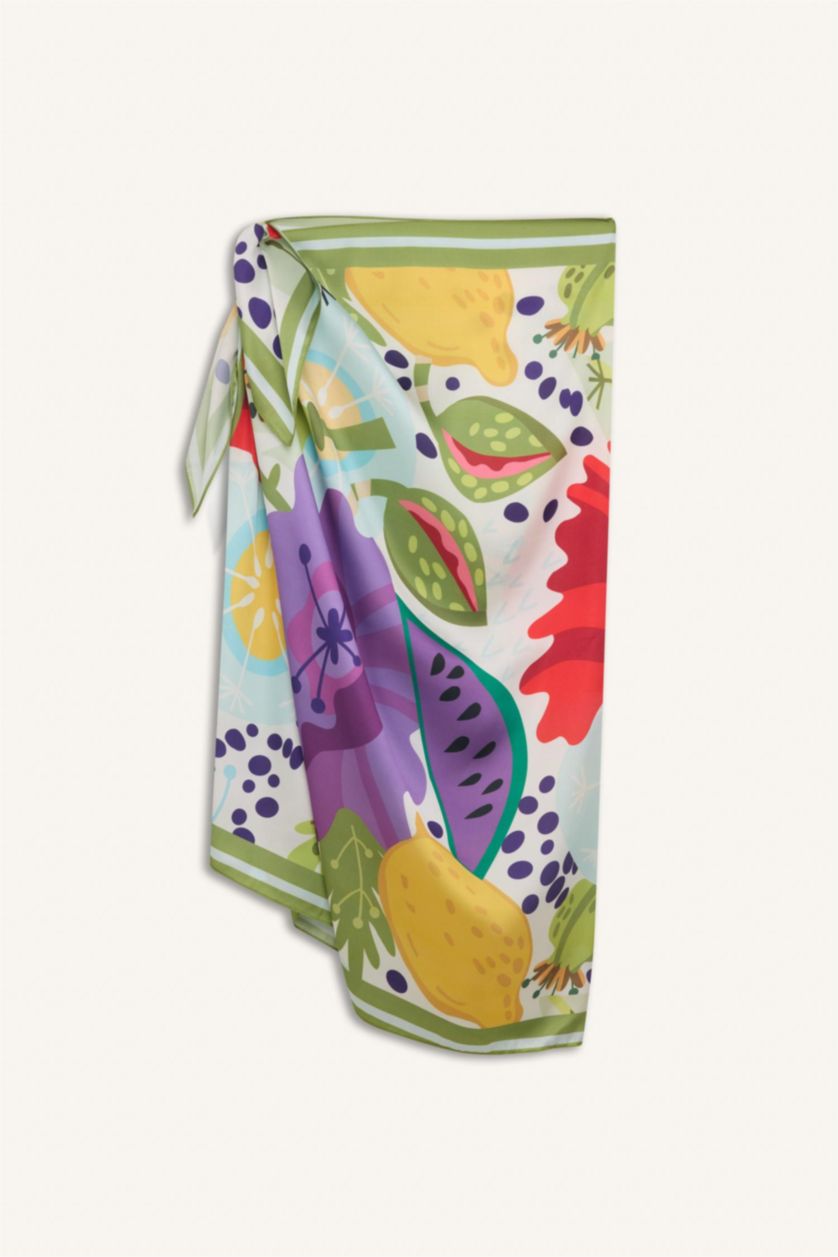 Kadın Karma Desenli Saten Pareo