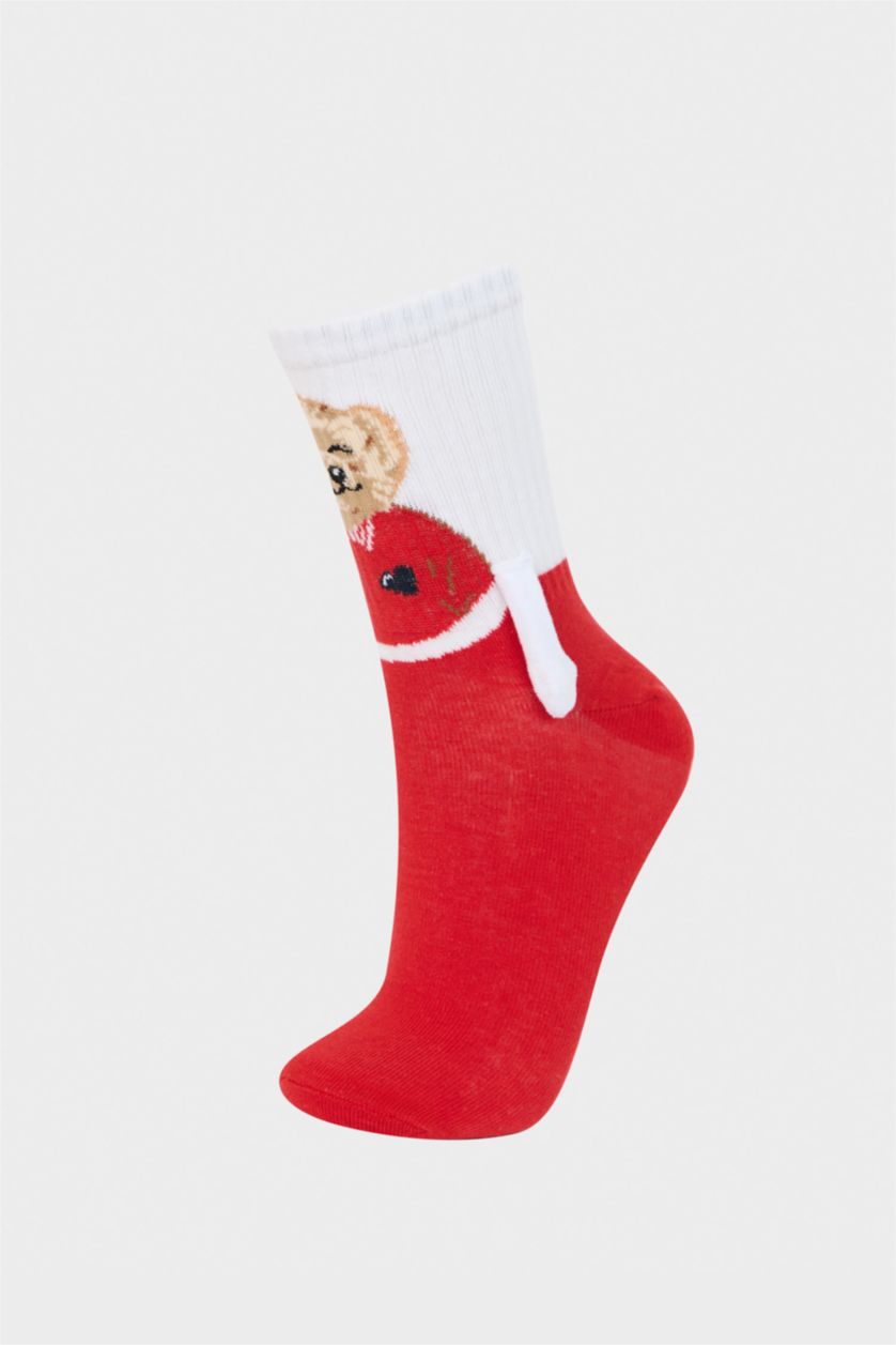 Kadın Kırmızı Pamuklu Eğlenceli Çoraplar