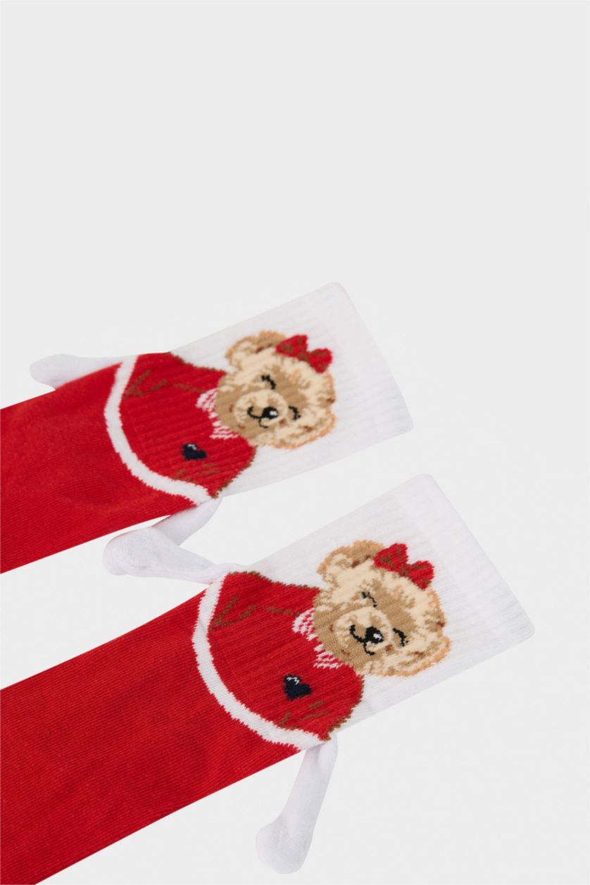 Kadın Kırmızı Pamuklu Eğlenceli Çoraplar