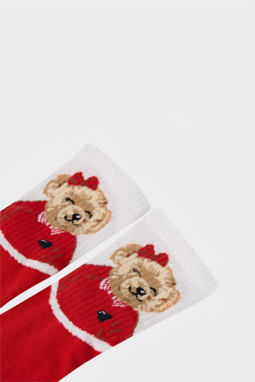 Kadın Kırmızı Pamuklu Eğlenceli Çoraplar