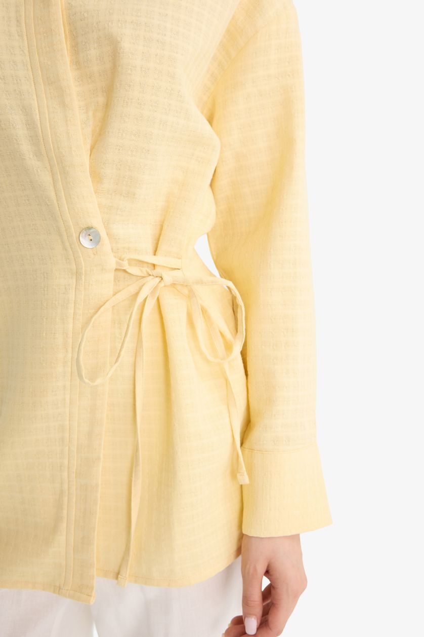 Kadın Sarı Relax Fıt Müslin Uzun Kollu Tunik