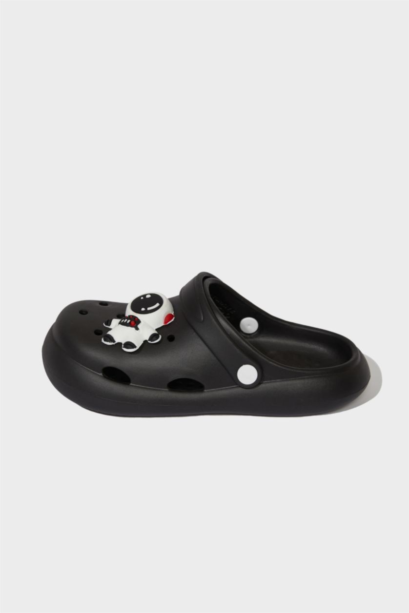 Erkek Çocuk - Genç Erkek Siyah Yüksek Taban Terlik Erkek Çocuk