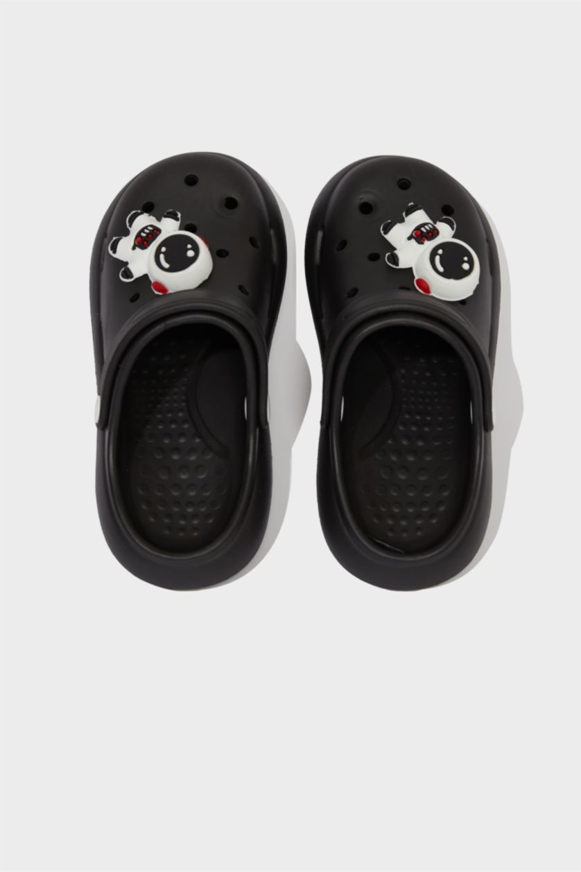 Erkek Çocuk - Genç Erkek Siyah Yüksek Taban Terlik Erkek Çocuk