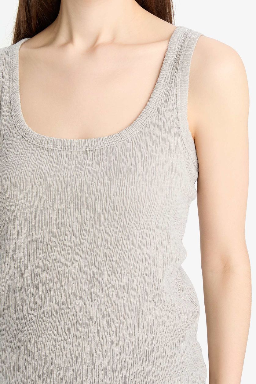 Kadın Gri Regular Fit 2'li Takım Bürümcük Atlet Şort