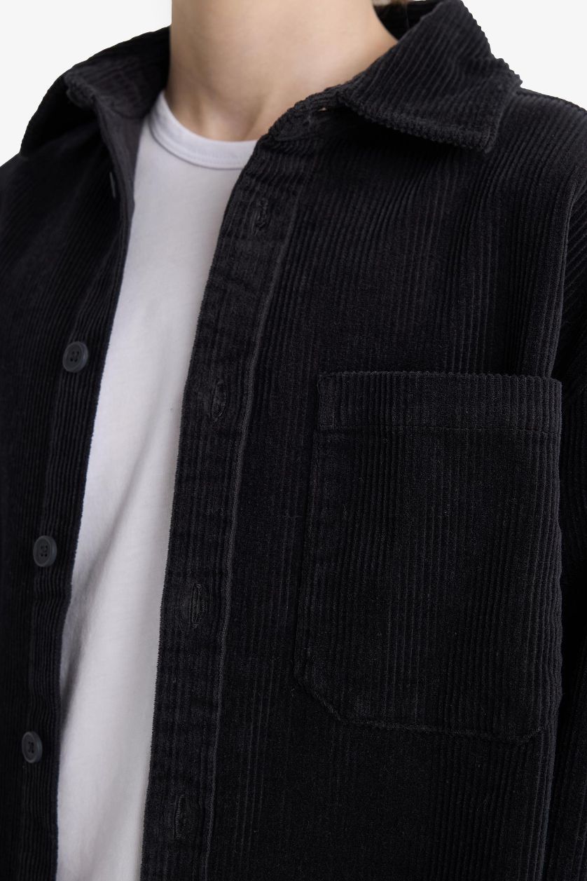 GARÇONS Anthracite Chemise oversize en velours côtelé à manches longues pour garçon