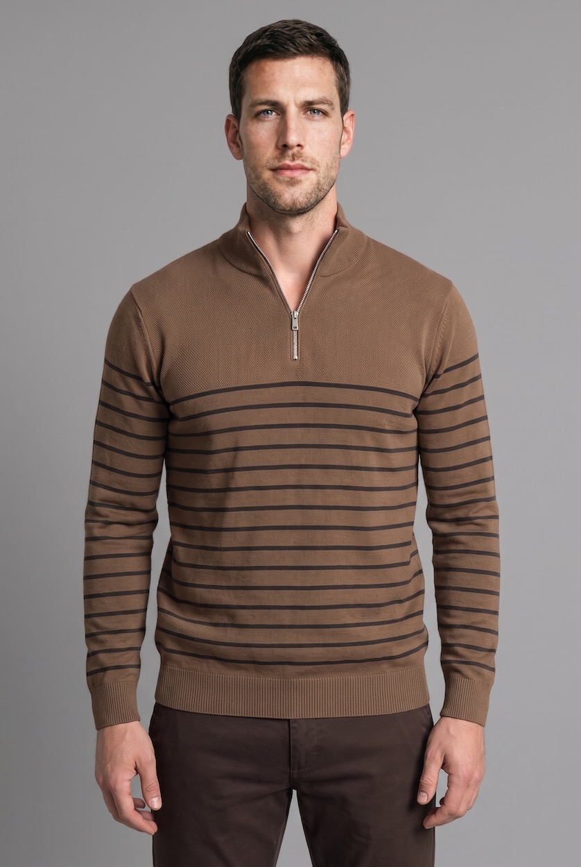 Men Camel Standard Fit Knitwear Pullover