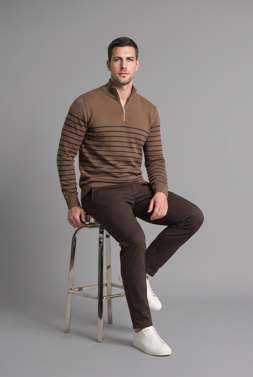 Men Camel Standard Fit Knitwear Pullover