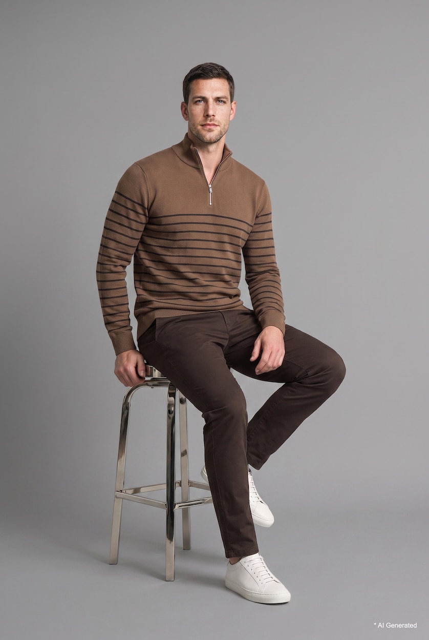 Men Camel Standard Fit Knitwear Pullover
