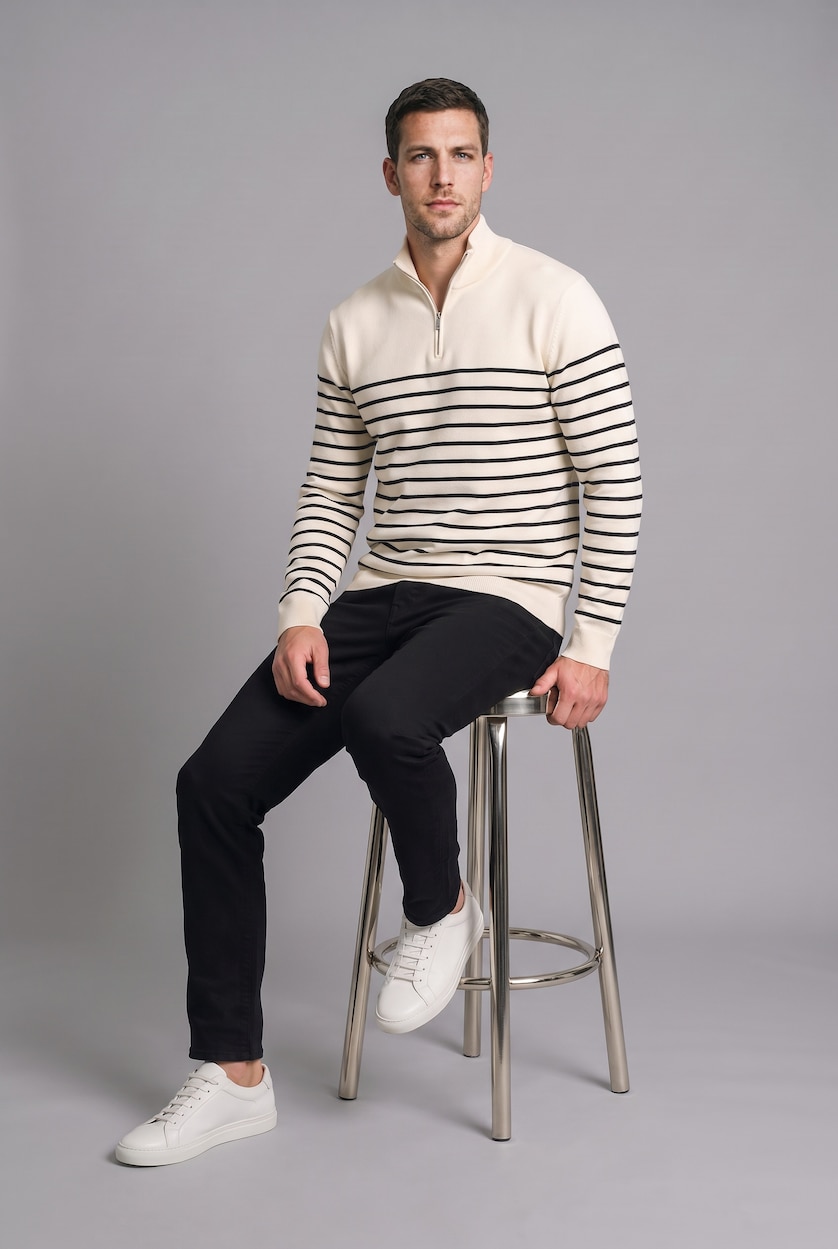 MAN Ecru Standard Fit Knitwear Pullover