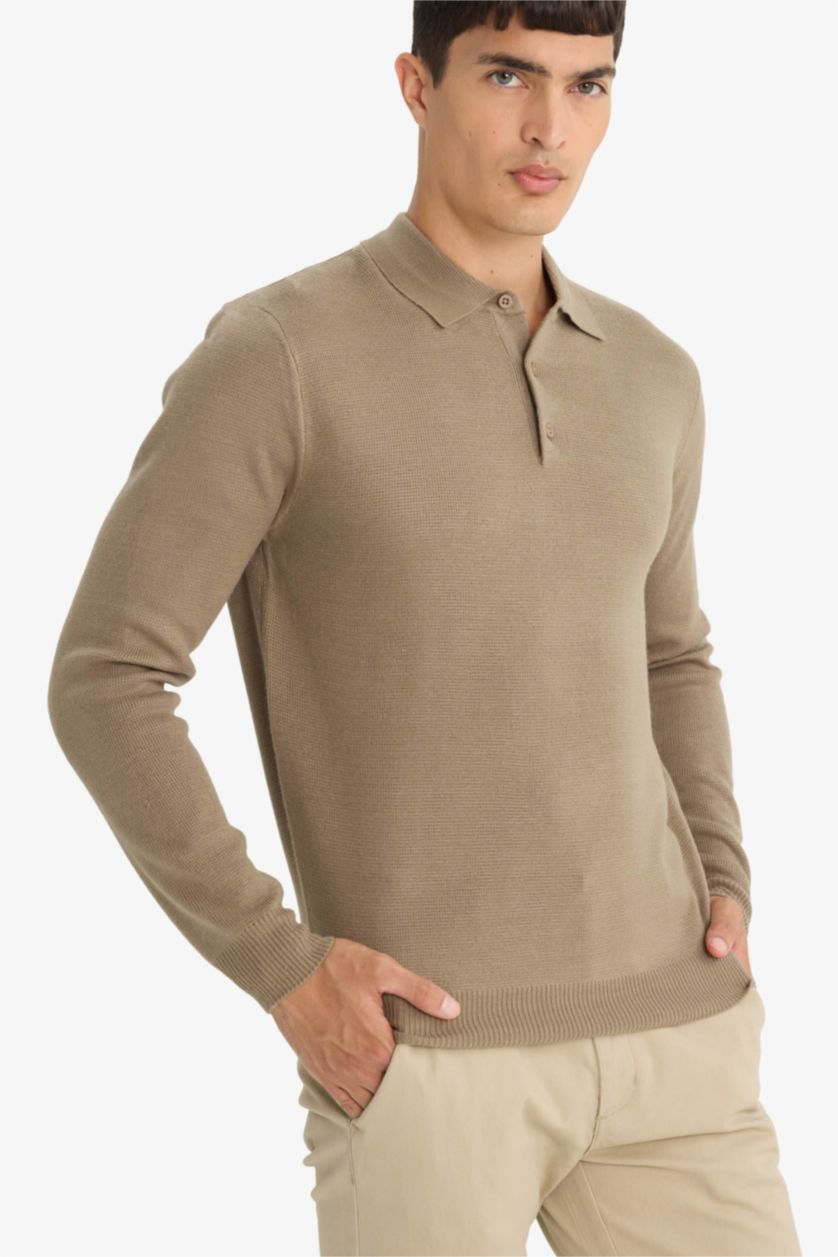 MAN Vison Standard Fit Polo Collar Knitwear Pullover