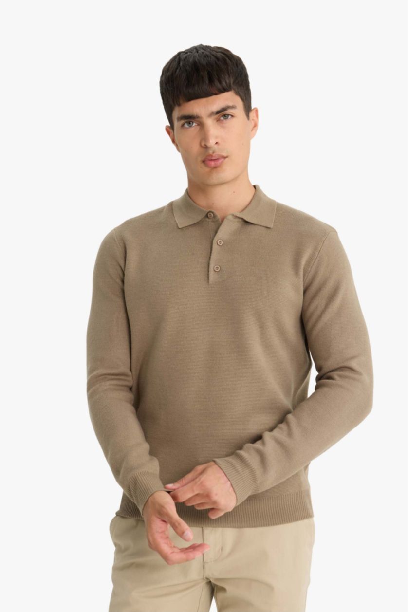 MAN Vison Standard Fit Polo Collar Knitwear Pullover