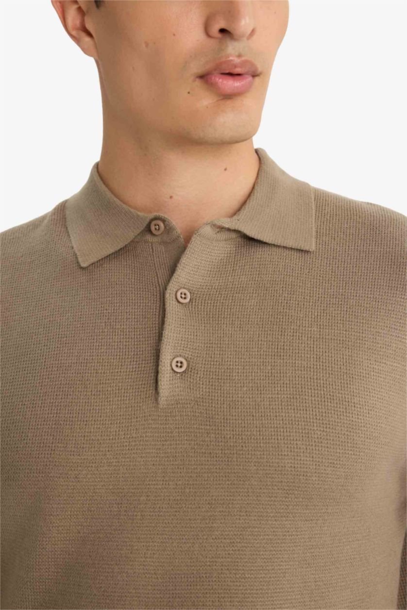 MAN Vison Standard Fit Polo Collar Knitwear Pullover