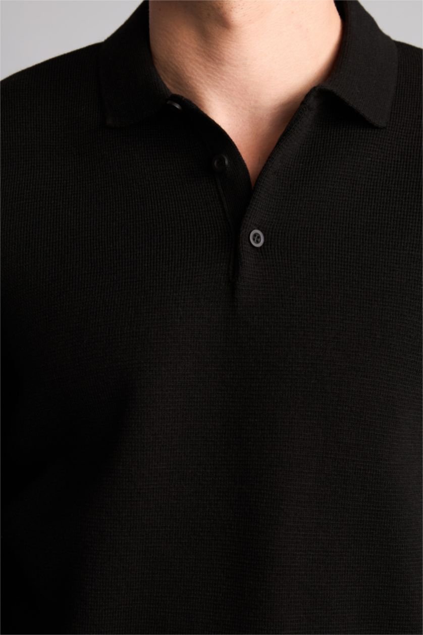 Men Black Standard Fit Knitwear Pullover