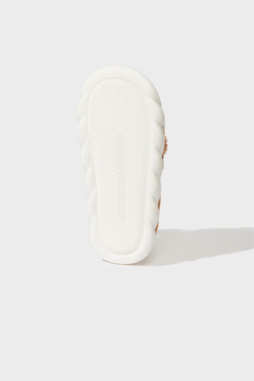 Kadın Kahve Kadın Yılbaşı Temalı Düz Taban Ev Terliği