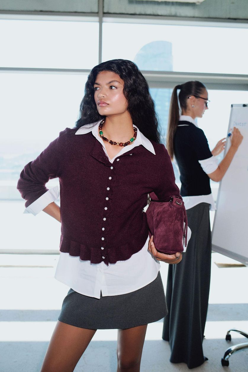 Kadın Koyu Bordo Kadın Süet Çapraz Çanta