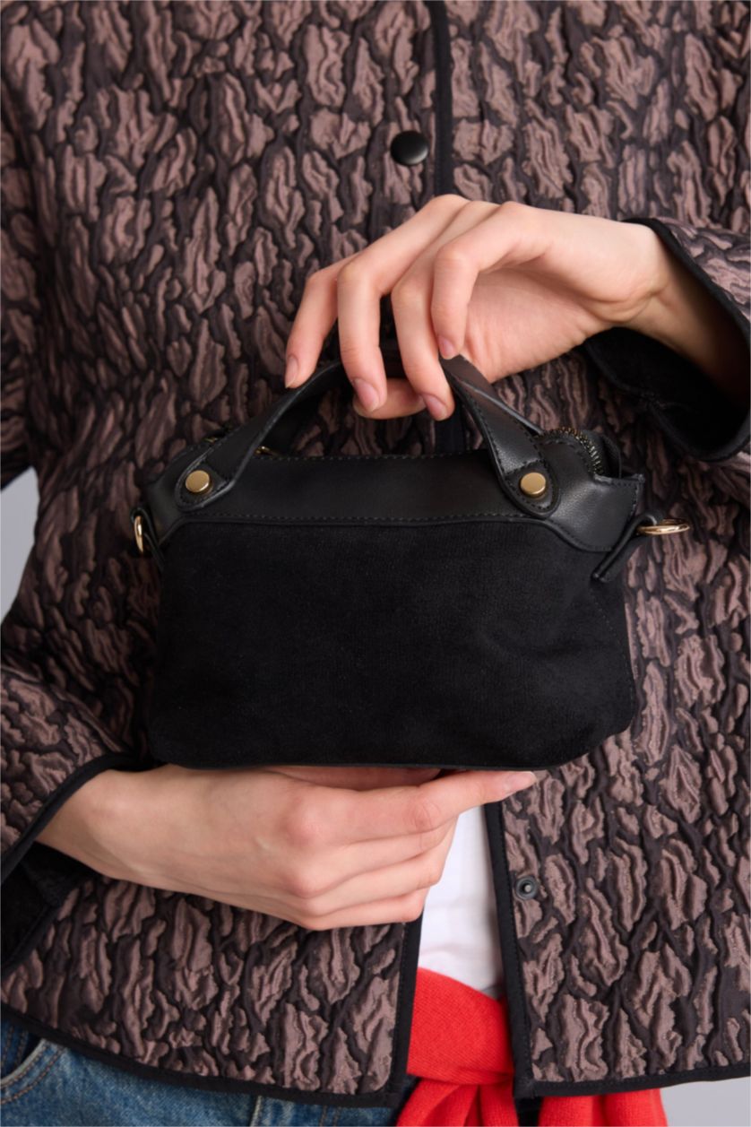 Kadın Siyah Süet Çapraz Çanta