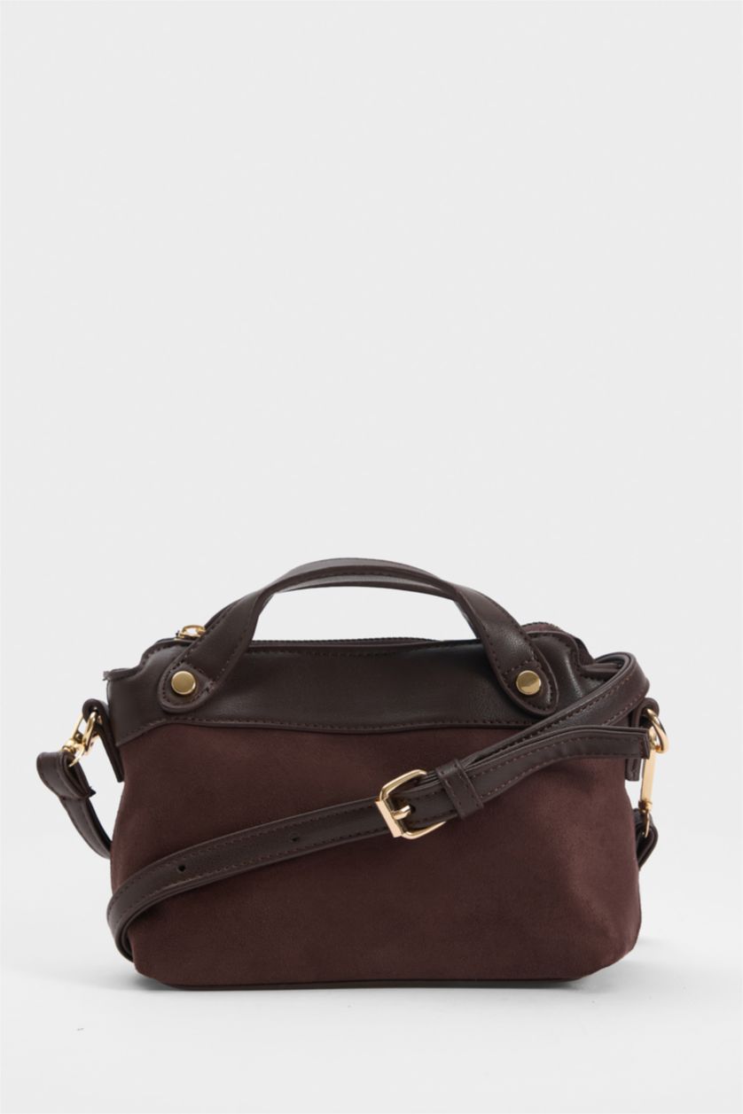 Women Dark Brown Suede Crossbody Bag