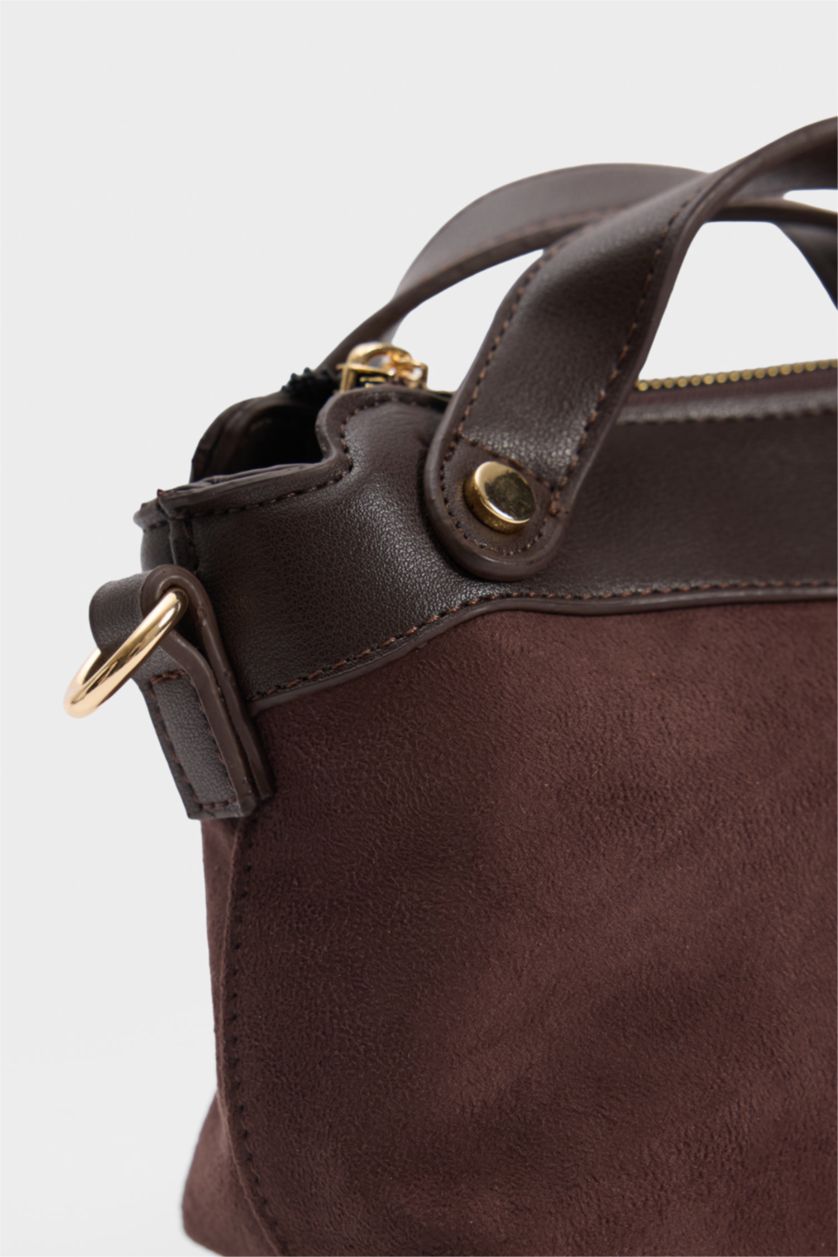 Women Dark Brown Suede Crossbody Bag