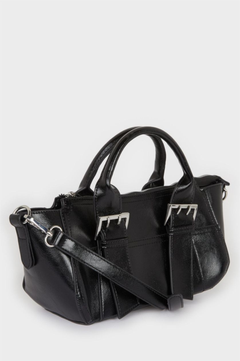 نساء أسود جنطة كروس بدي نسائي جلد صناعي