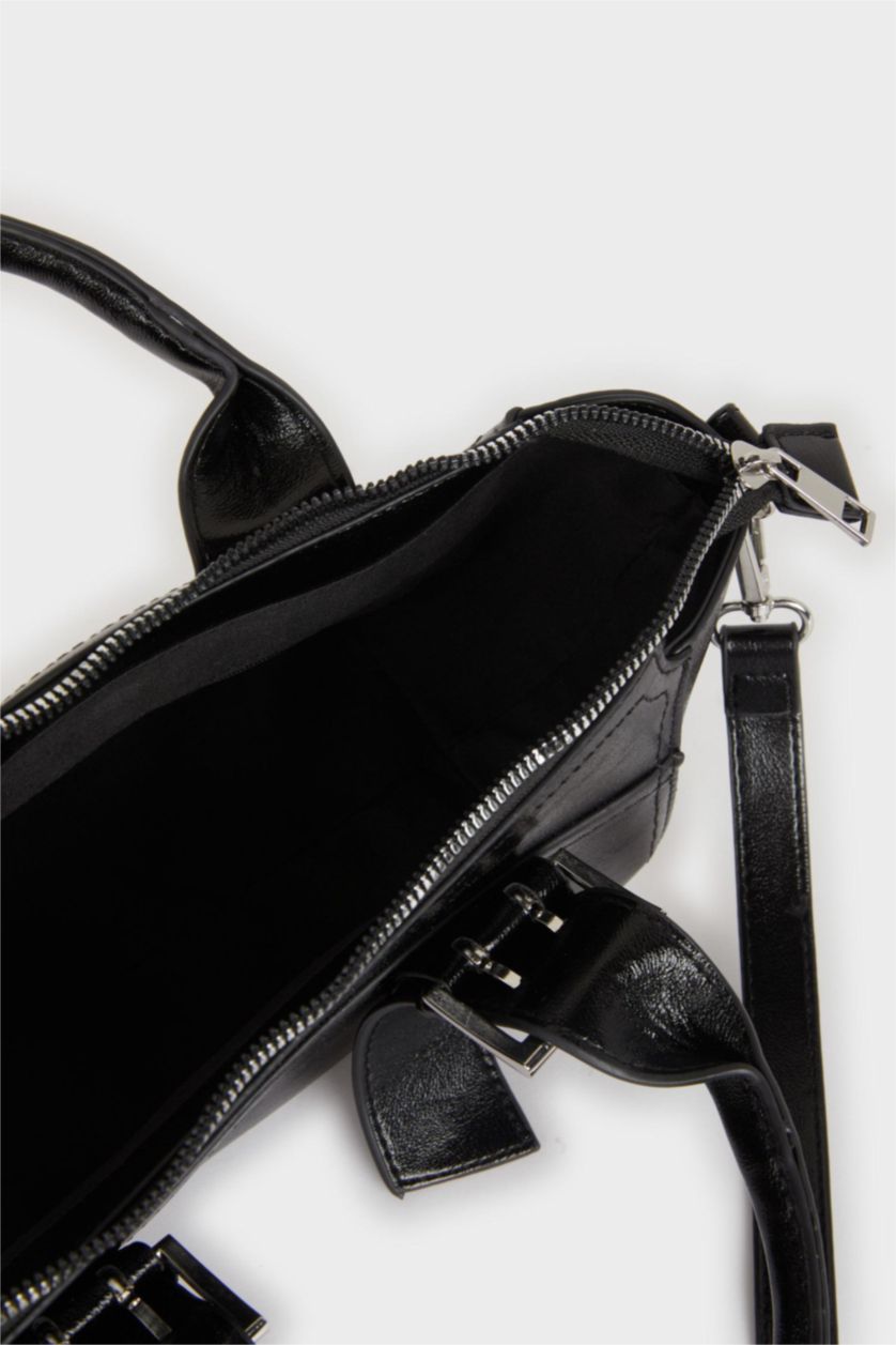 نساء أسود جنطة كروس بدي نسائي جلد صناعي