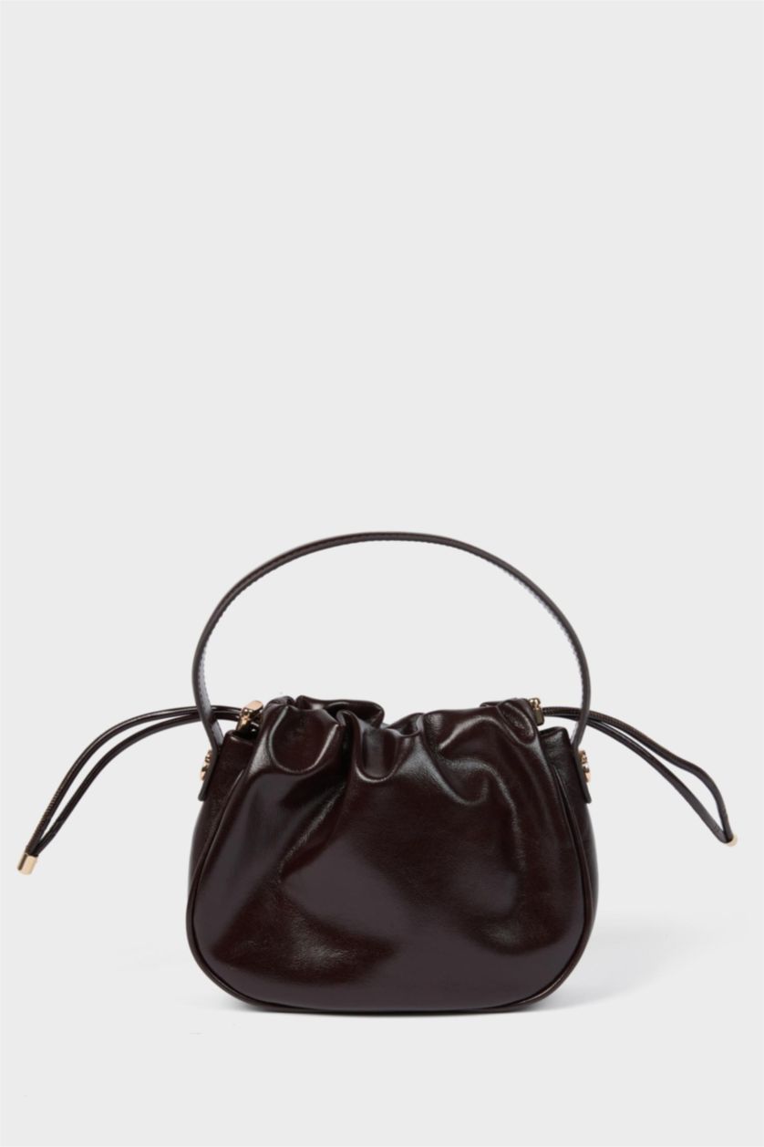 Women Dark Brown Faux Leather Crossbody Bag