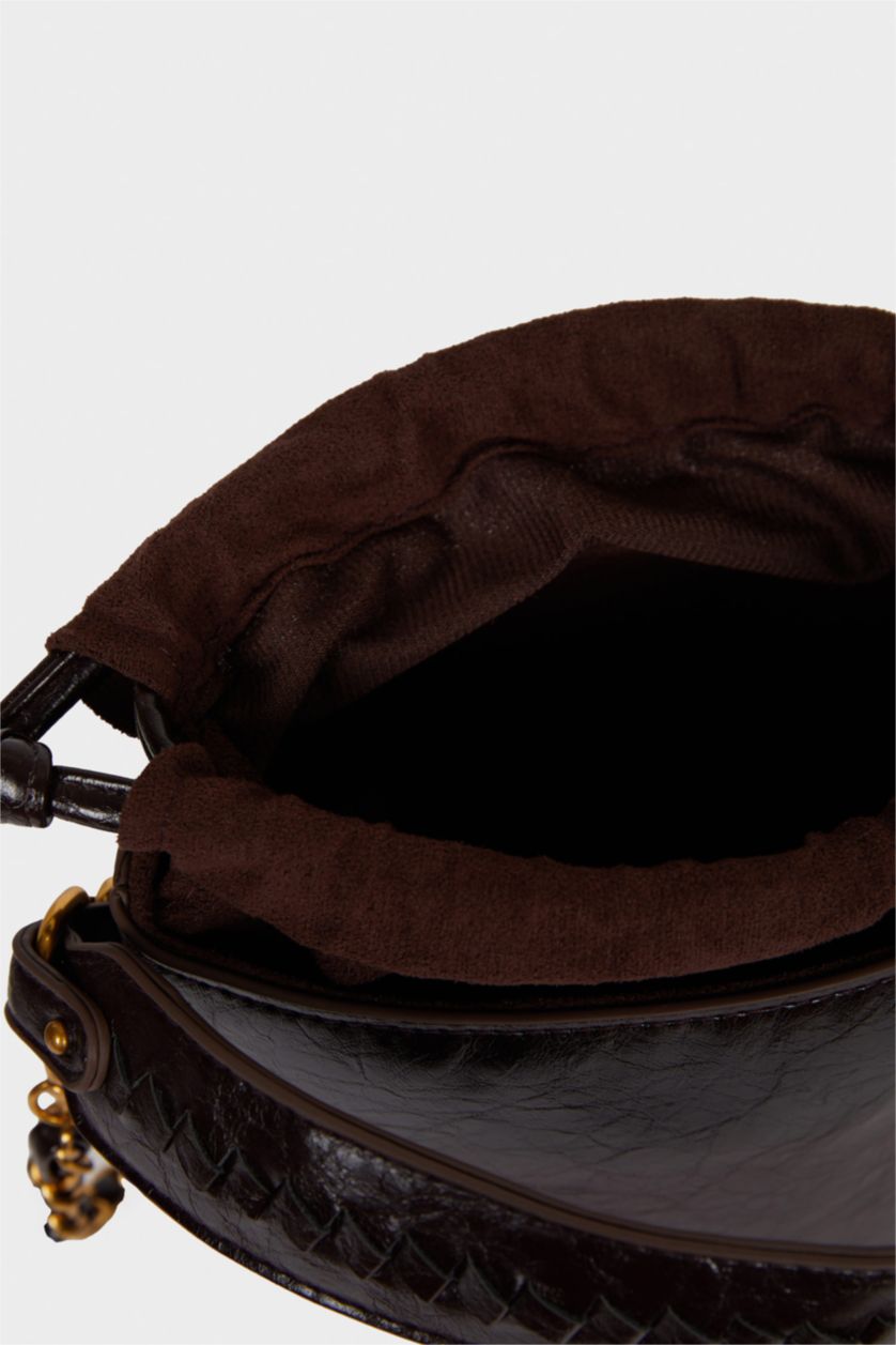 Woman Brown Faux Leather Crossbody Bag
