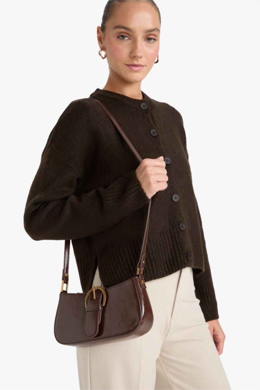 Kadın Koyu Kahve Suni Deri Çapraz Çanta