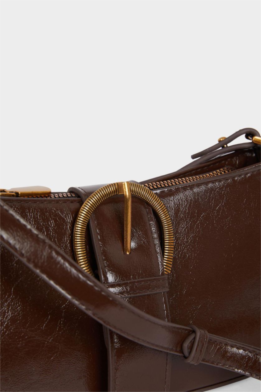 Kadın Koyu Kahve Suni Deri Çapraz Çanta