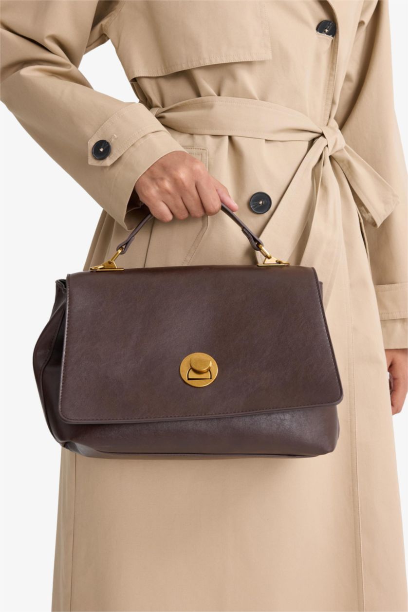 Women Dark Brown Faux Leather Shoulder bag