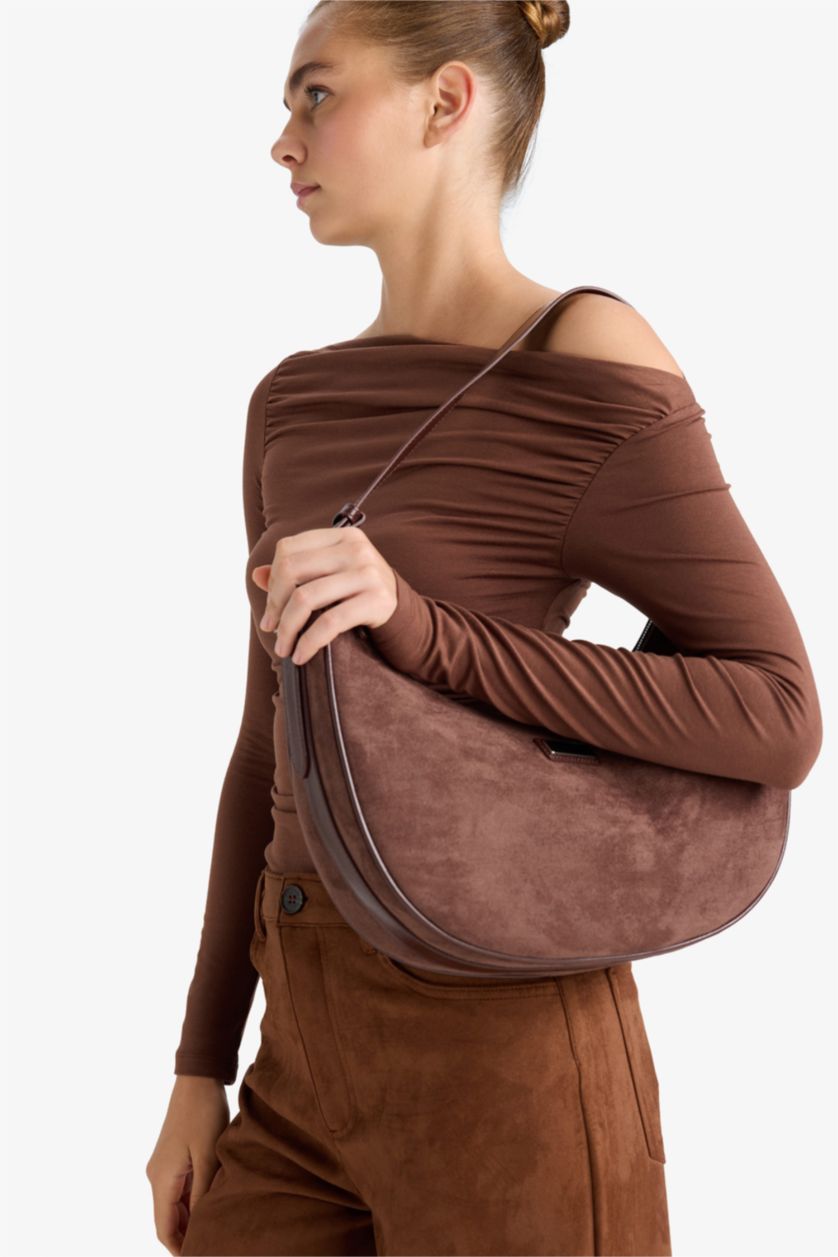 Kadın Koyu Kahve Süet Çapraz Çanta