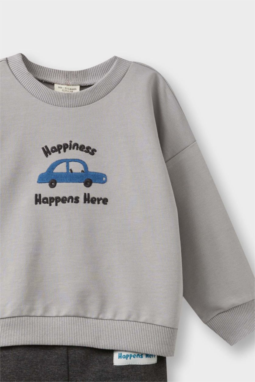 طفل صغير رمادي سيت بيبي ولادي سويت شيرت وبنطرون بجامة - قطعتين