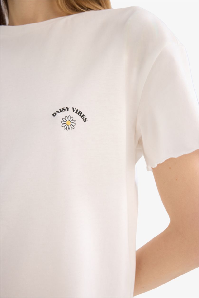 Kadın Sarı Pijama Takımı Kısa Kollu Üst Beli Lastikli Uzun Alt