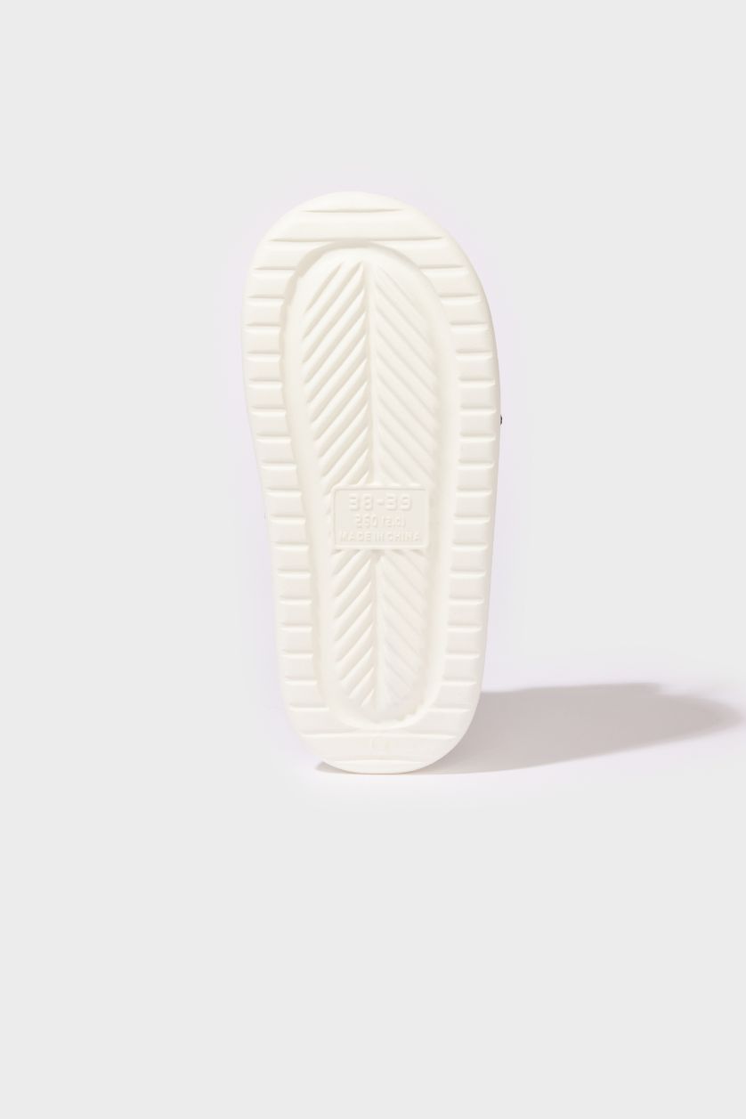 WOMAN Beige Woman Flat Sole Home Slippers