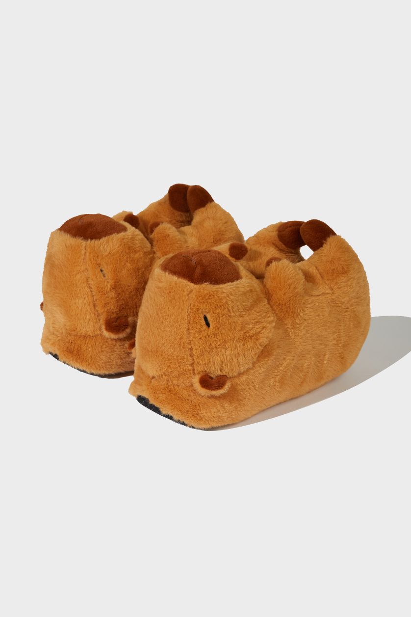 WOMAN Brown Woman Flat Sole Home Slippers