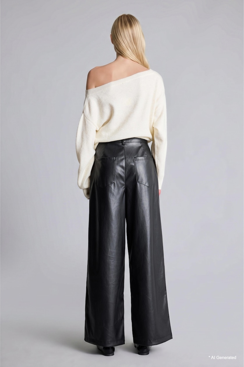 FEMRA Black High Waist Straight Leg Trousers