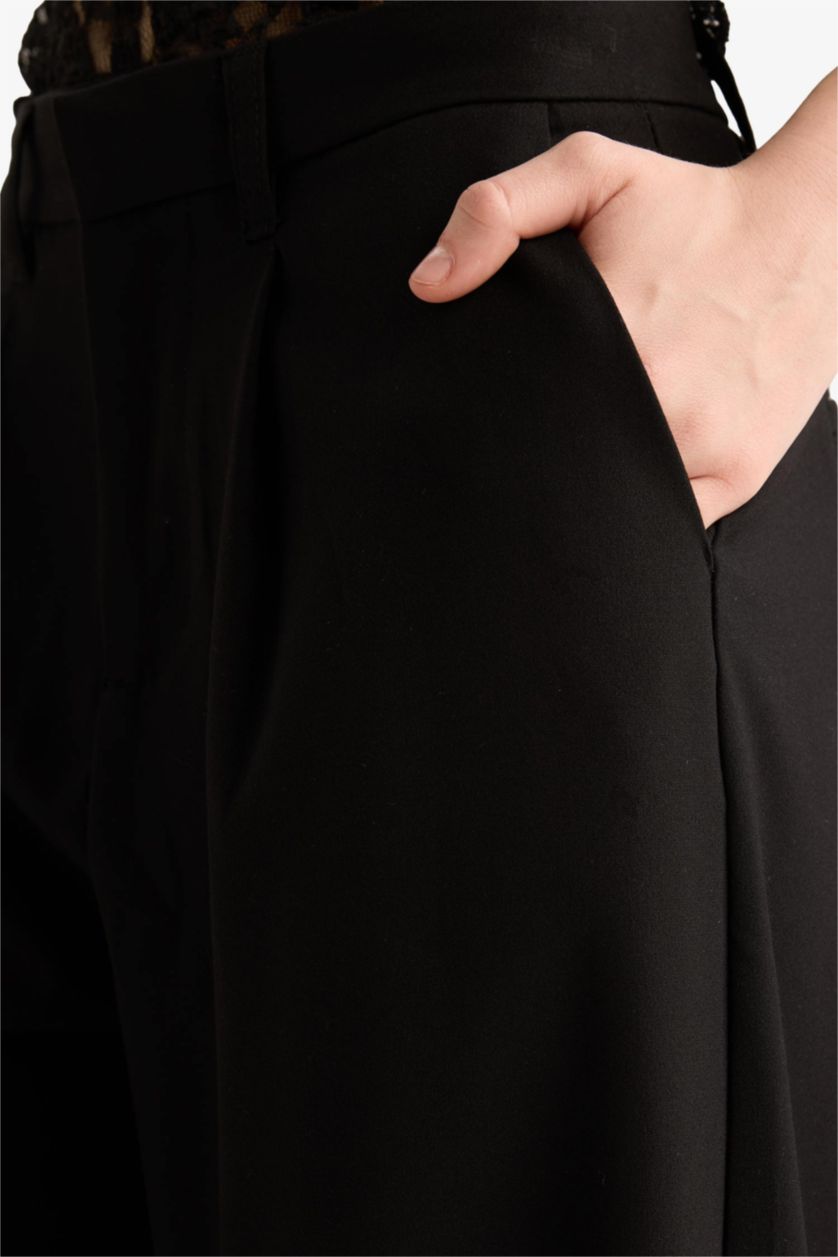 Женщины Черный Normal Waist Baggy Fit Trousers