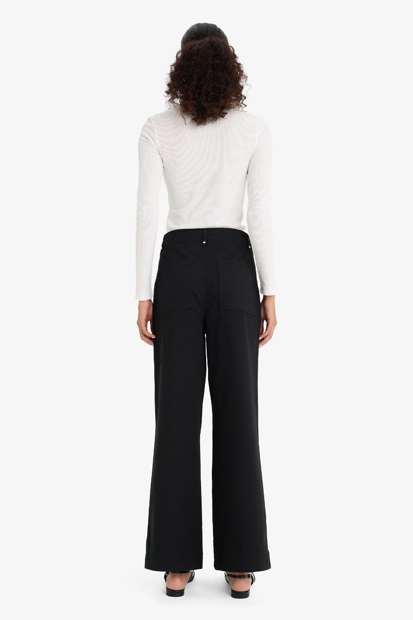 حريمي أسود بنطلون جبردين حريمي وايد ليج برجل واسع وخصر عالي