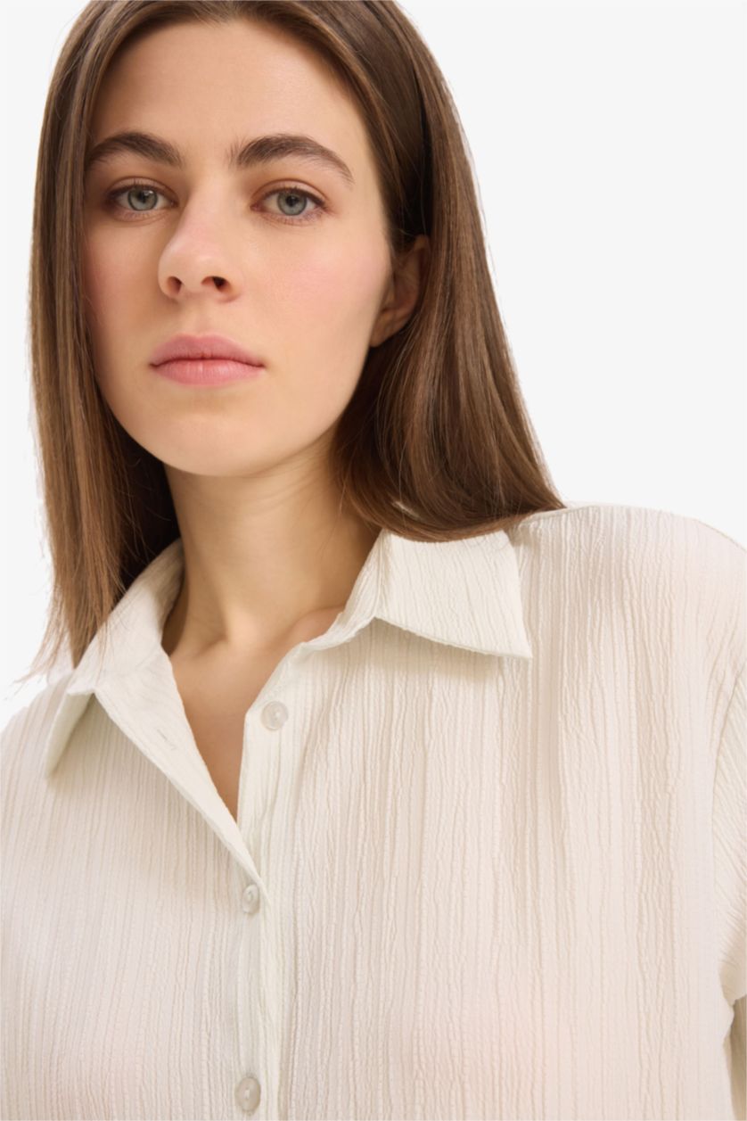 WOMAN Light Blue Oversize Fit Long Sleeve Shirt