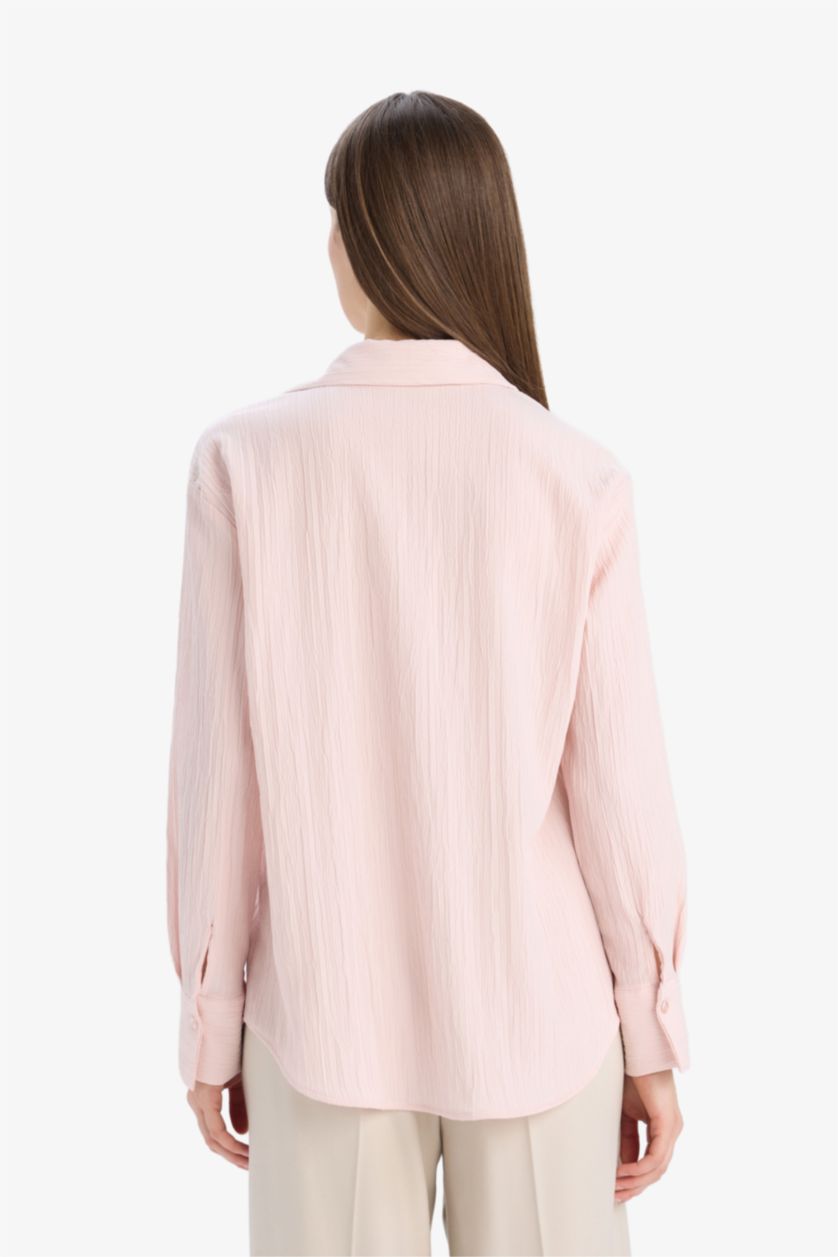 WOMAN Light Pink Oversize Fit Long Sleeve Shirt