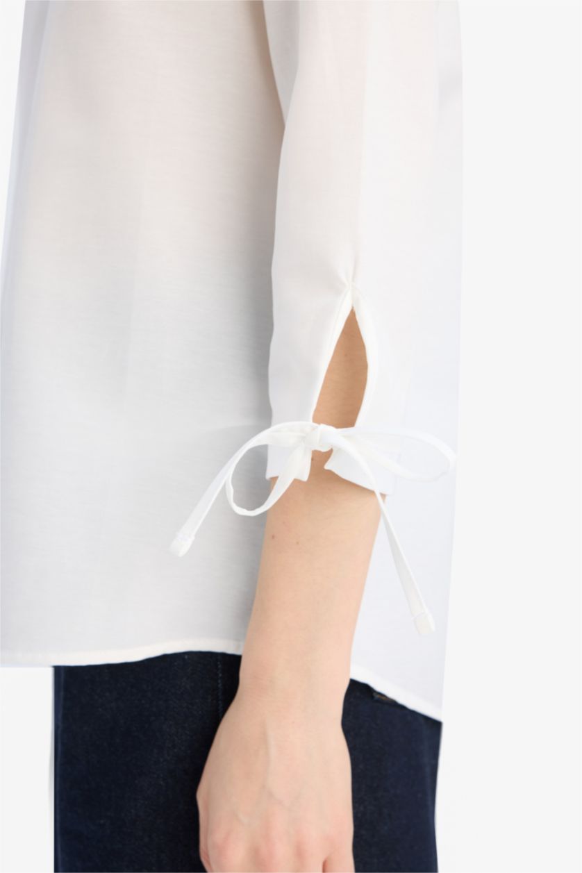 WOMAN White Regular Fit Shirt Collar Poplin Long Sleeve Shirt